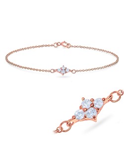 CZ Setting on Flower Bracelet BRS-572-RO-GP